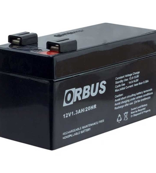 12 VOLT - 1.3 AMPER AKÜ (96 X 42 X 52 MM)13136 ORBUS ORB12-1.3