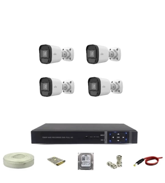 4 Lü Güvenlik Kamerası Seti Orjinal Ahd Sistem Gece Görüş Siyah Beyaz