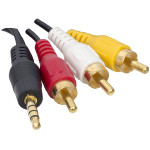 UYDU ALICISI AV KABLO 3.5 MM ST E / 3 RCA KABLO 1.2 METRE UZUN JACK ELEKTROMER 3157