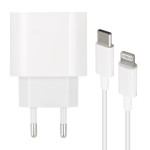 20 WATT TYPE-C ŞARJ BAŞLIK ADAPTÖRÜ + TYPE-C TO LIGHTNING KABLO WEKO WK-21443 PD-C (NO:9)21443