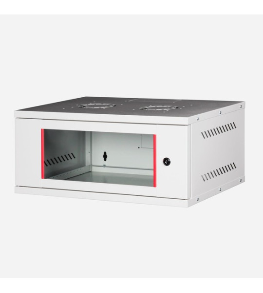 4u 19" Cam Kapaklı Duvar Tipi Rack Kabinet Genişlik: 544 Mm Derinlik: 400 Mm Açık Gri Demonte Lande - Pano-Dvr pano